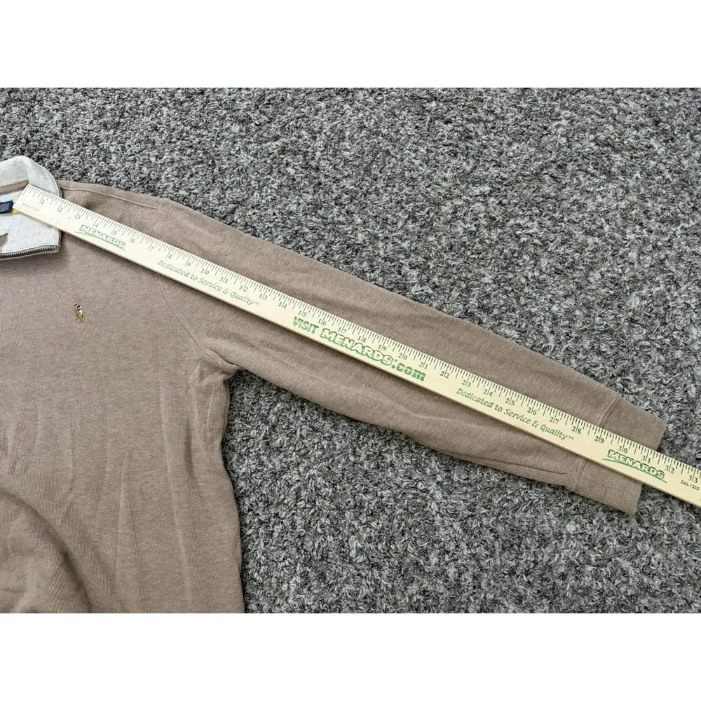 Polo Ralph Lauren Men's Estate Rib Cotton Quarter Zip Large Brown Tan Oatmeal